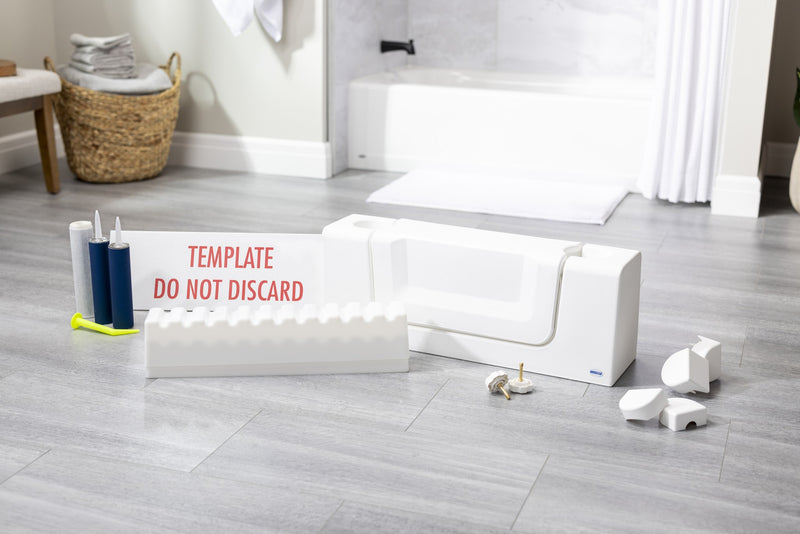CleanCut Convertible bathtub cutout kit in white with removable insert and mounting hardware