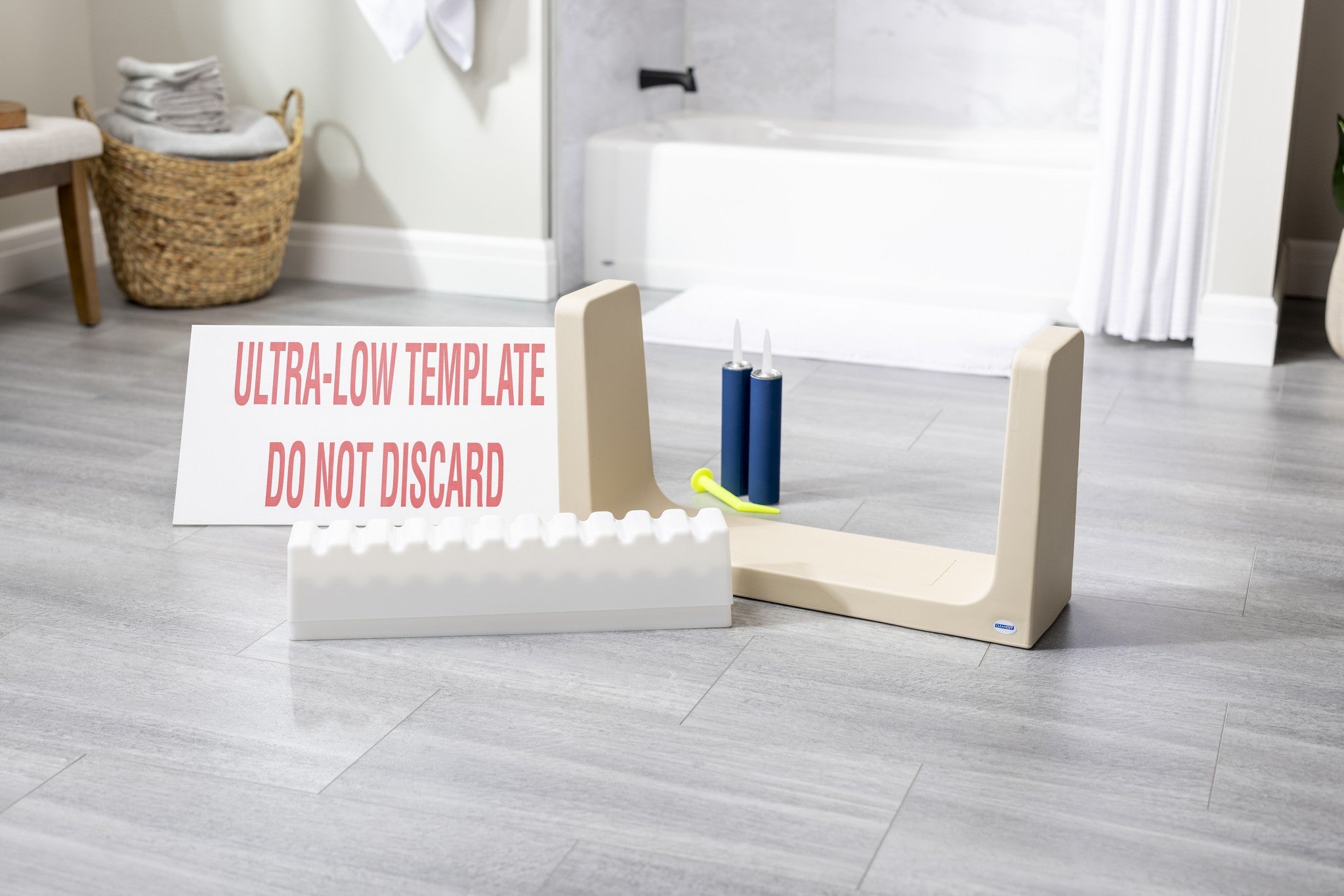 CleanCut Ultra-Low bathtub cutout kit in beige