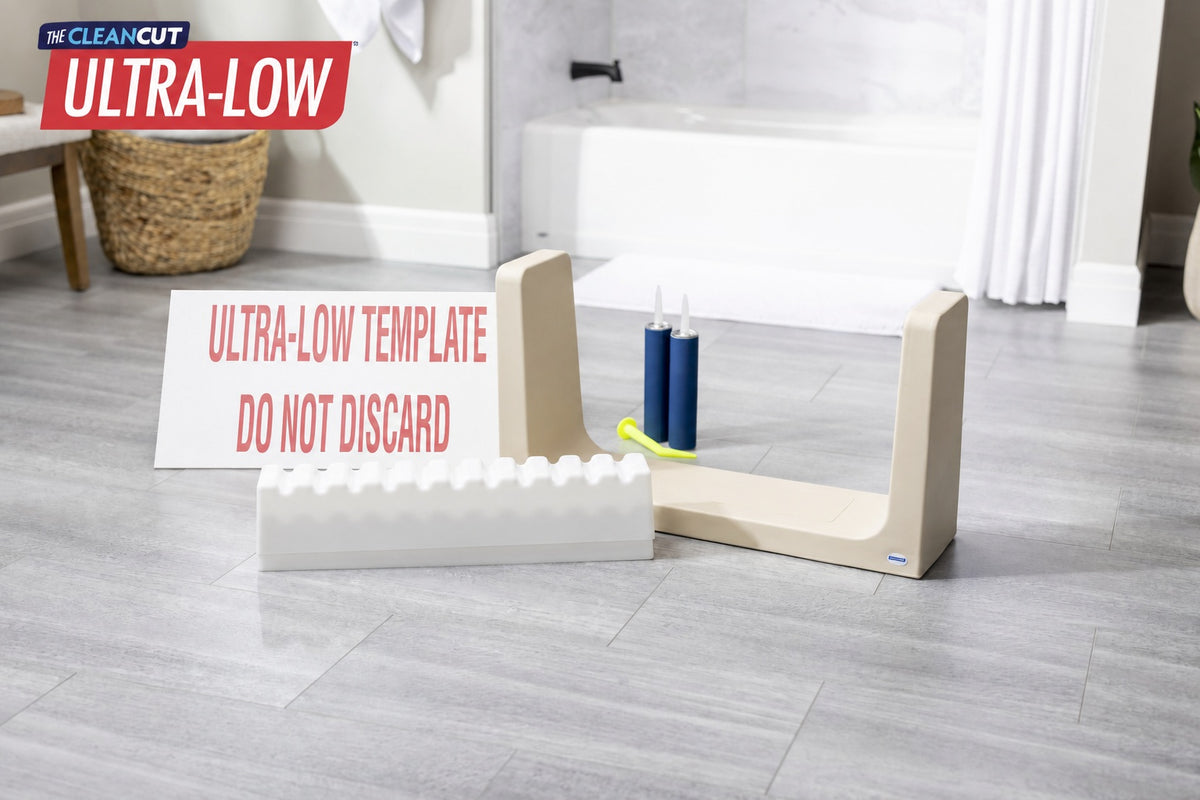 Beige CleanCut Ultra-Low bathtub conversion kit for creating the lowest practical step-in opening